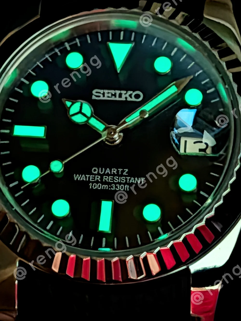 36mm Fluted Seiko Black Blue Mod Dress Watch Sapphire